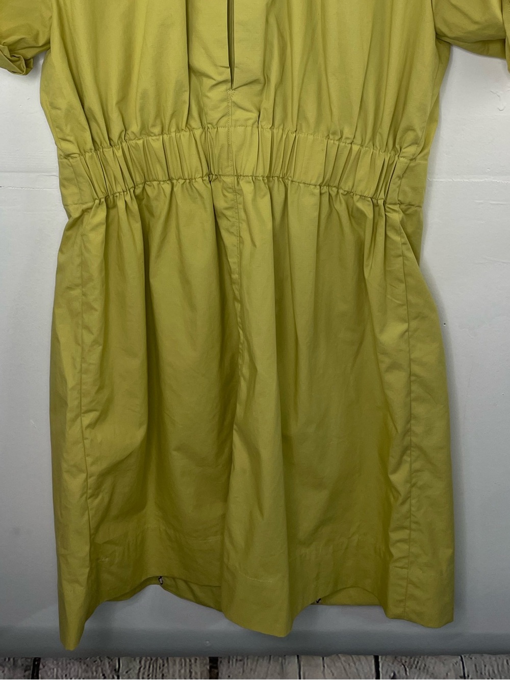 Cabi Loaquat Safari Trench Coat Dress Pockets Yellow Green Size Large Cotton - Picture 10 of 15
